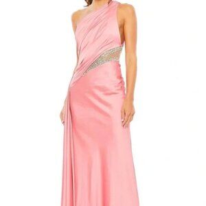 Mac Duggal Satin One-Shoulder Gown - Coral